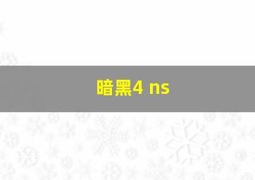 暗黑4 ns